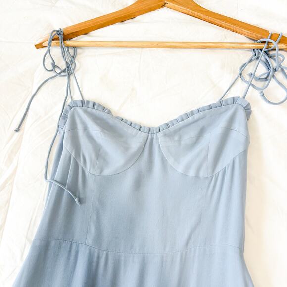 NWT Reformation Kesia Tiered Ruffle Midi Sleeveless Dress Mineral Blue Size 4 - Picture 5 of 9